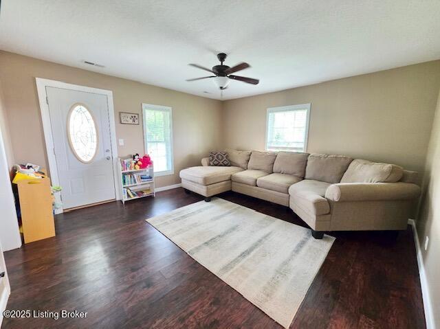 1515 Concord Rd, Falls Of Rough, KY 40119 - living area with ceiling fan and wood finished floors