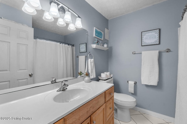 6711 Gunston Ln Unit H10, Prospect, KY 40059 - bathroom with vanity, tile patterned floors, a textured ceiling, and a shower with shower curtain