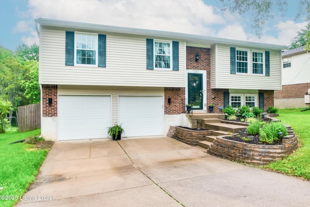 7327 Sideoats Dr, Crestwood, KY 40014 - split foyer home featuring brick siding, driveway, and a garage