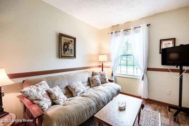 7327 Sideoats Dr, Crestwood, KY 40014 - living room featuring wood finished floors and a textured ceiling