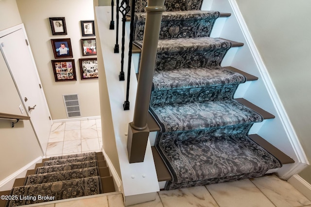 7327 Sideoats Dr, Crestwood, KY 40014 - stairway with marble look tile flooring and baseboards