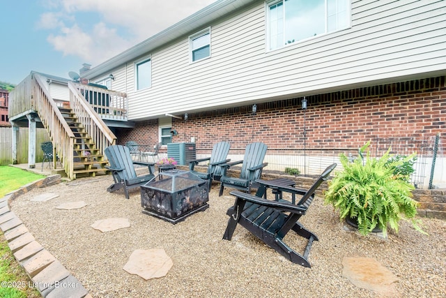 7327 Sideoats Dr, Crestwood, KY 40014 - view of patio featuring stairway, an outdoor fire pit, and a deck