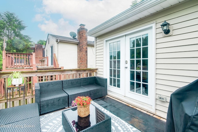 7327 Sideoats Dr, Crestwood, KY 40014 - deck with french doors, an outdoor hangout area, and grilling area