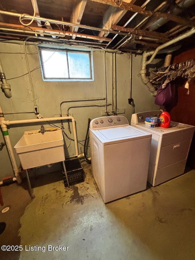 2707 Sharon Way, Louisville, KY 40220 - below grade area with washing machine and clothes dryer and a sink