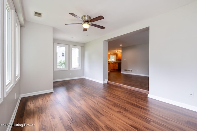 7210 River Rd, Prospect, KY 40059 - unfurnished room featuring a ceiling fan and dark wood-style flooring