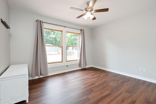 7210 River Rd, Prospect, KY 40059 - spare room featuring a ceiling fan and dark wood-style flooring