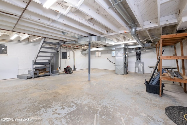 7210 River Rd, Prospect, KY 40059 - unfinished basement with heating unit and stairs