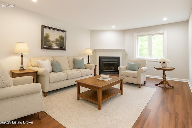 7210 River Rd, Prospect, KY 40059 - living area featuring recessed lighting, a glass covered fireplace, and wood finished floors