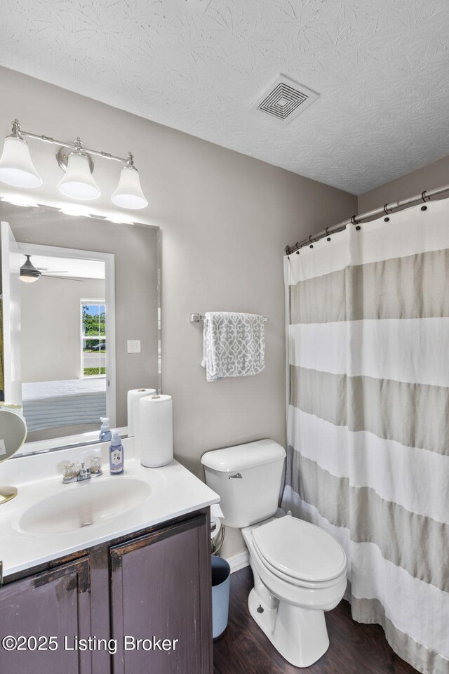 9511 Arrowridge Dr, Louisville, KY 40229 - bathroom featuring vanity, wood finished floors, and a textured ceiling