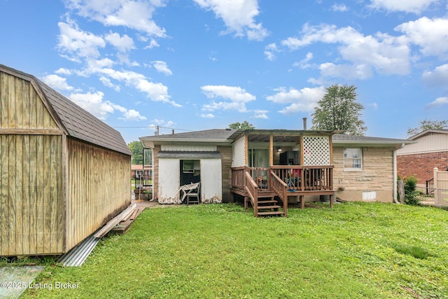 3806 Britt Ln, Louisville, KY 40219 - back of house featuring a deck and a storage shed