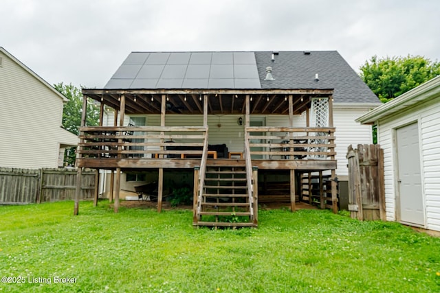 6102 Dalia Ct, Louisville, KY 40272 - rear view of property featuring a wooden deck, stairway, and a shingled roof