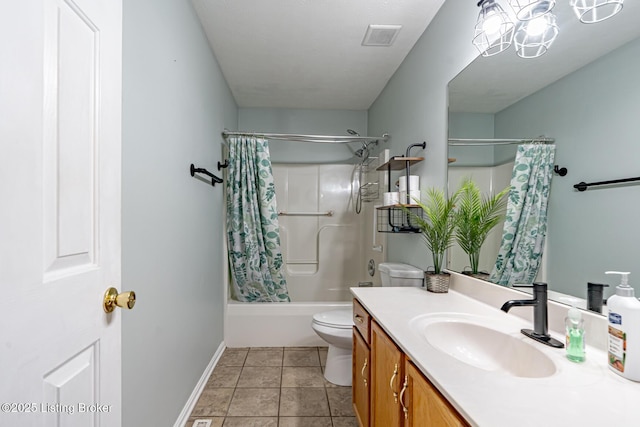 6102 Dalia Ct, Louisville, KY 40272 - full bathroom with vanity, shower / tub combo with curtain, and tile patterned floors