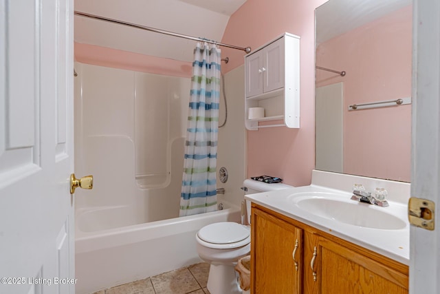 6102 Dalia Ct, Louisville, KY 40272 - bathroom featuring vanity, shower / tub combo with curtain, and tile patterned flooring