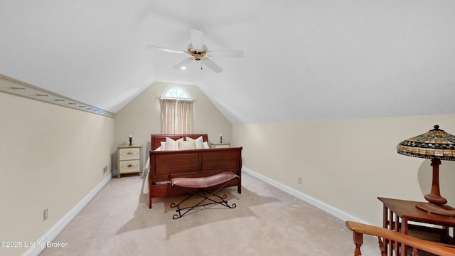 17217 Mallet Hill Dr, Louisville, KY 40245 - carpeted bedroom with vaulted ceiling and ceiling fan