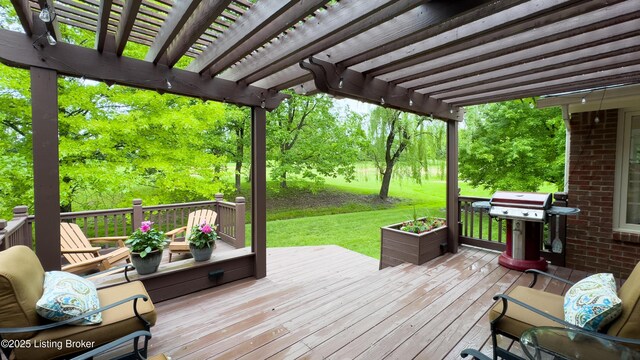 17217 Mallet Hill Dr, Louisville, KY 40245 - deck with a pergola, a lawn, and a grill