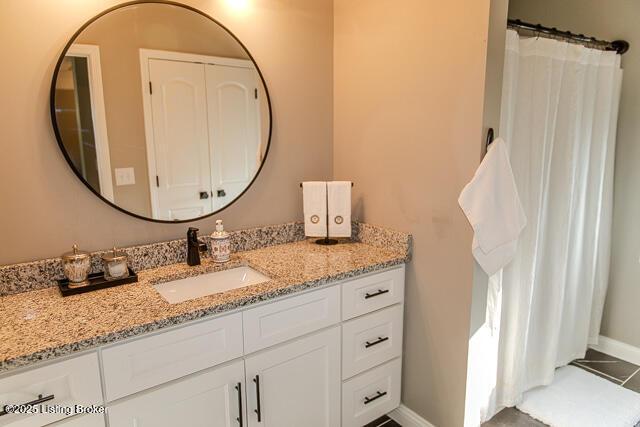 2370 N Borcherding Rd, Madison, IN 47250 - full bath with vanity and tile patterned flooring