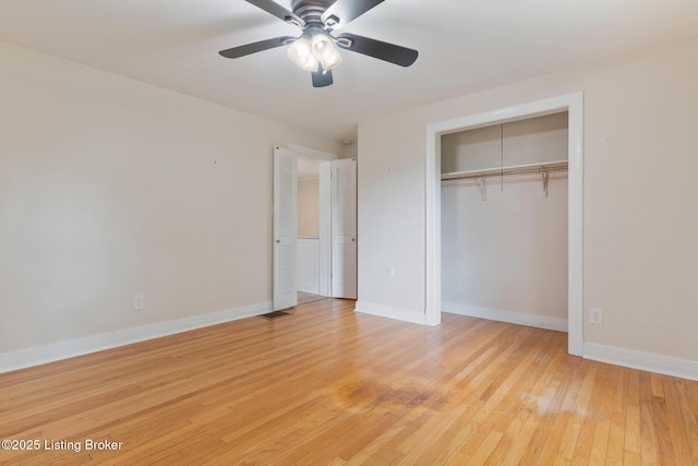 1669 Trigg St, Louisville, KY 40213 - unfurnished bedroom featuring light wood finished floors, a closet, and a ceiling fan
