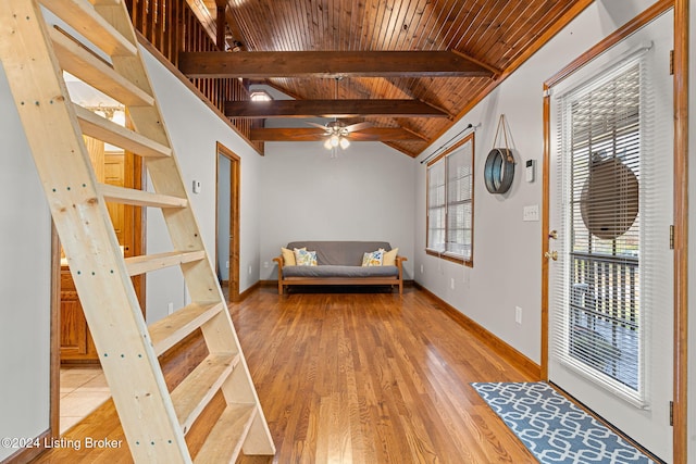 2773 Martin Pierce Rd, Cub Run, KY 42729 - living area with wooden ceiling, light wood finished floors, and a ceiling fan