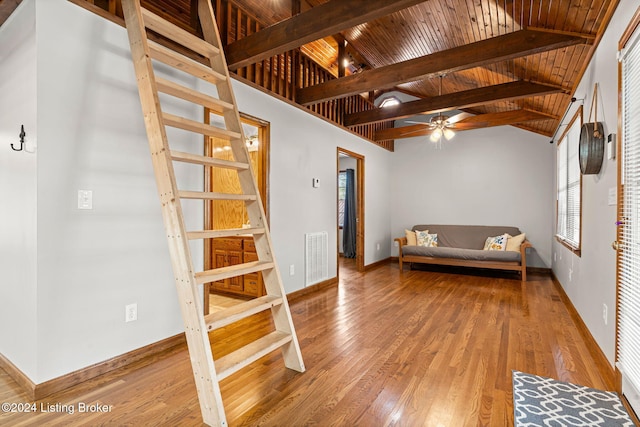 2773 Martin Pierce Rd, Cub Run, KY 42729 - living area featuring wood finished floors, ceiling fan, and wooden ceiling