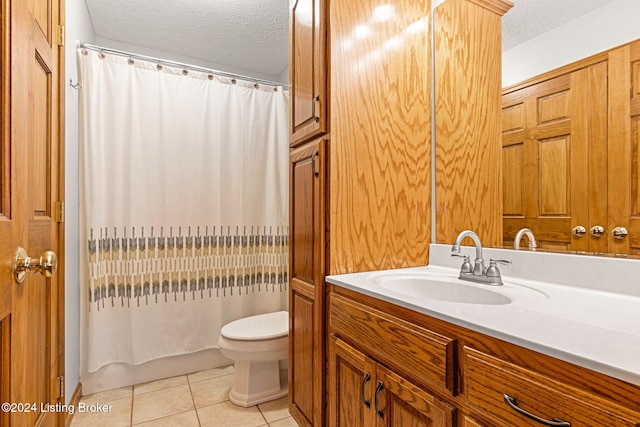2773 Martin Pierce Rd, Cub Run, KY 42729 - bathroom with a textured ceiling, vanity, tile patterned floors, and a shower with shower curtain