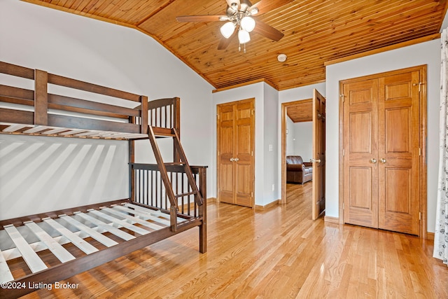 2773 Martin Pierce Rd, Cub Run, KY 42729 - unfurnished bedroom featuring wood ceiling, lofted ceiling, and light wood-type flooring