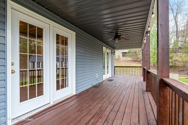 2773 Martin Pierce Rd, Cub Run, KY 42729 - wooden terrace with a ceiling fan and french doors