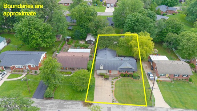107 Westwood Dr, Elizabethtown, KY 42701 - aerial perspective of suburban area featuring property boundaries highlighted