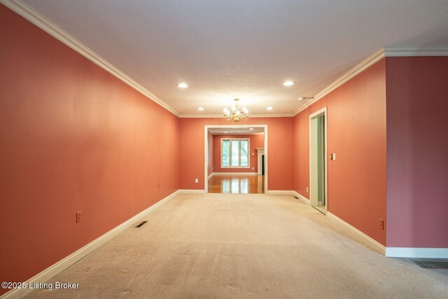 107 Westwood Dr, Elizabethtown, KY 42701 - unfurnished room with recessed lighting, a chandelier, light carpet, and ornamental molding