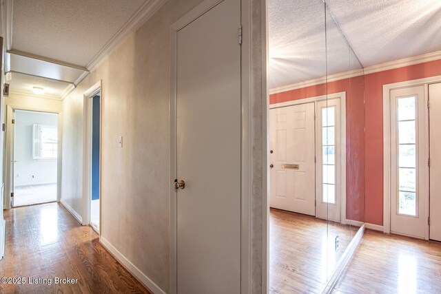 107 Westwood Dr, Elizabethtown, KY 42701 - entrance foyer featuring a textured ceiling, wood finished floors, and ornamental molding