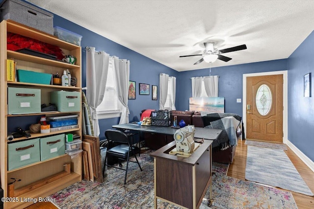 1120 Dresden Ave, Louisville, KY 40215 - office with a textured ceiling, wood finished floors, and ceiling fan