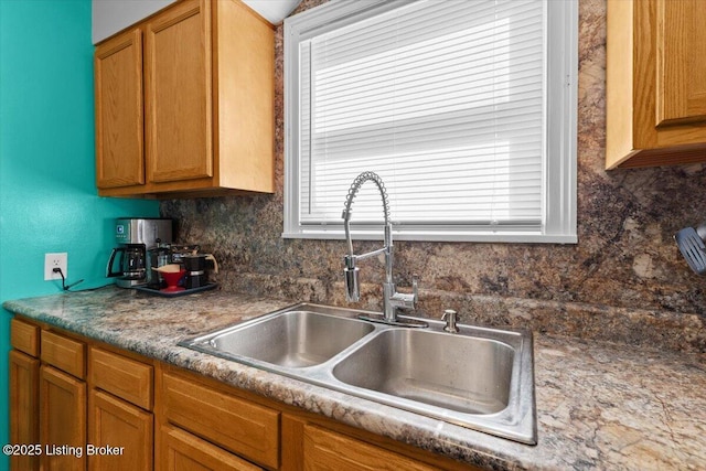 1120 Dresden Ave, Louisville, KY 40215 - kitchen with brown cabinets and backsplash