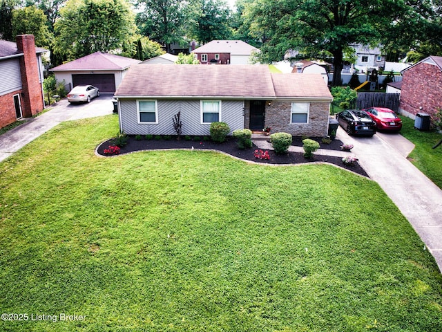 4606 Haeringdon Dr, Jeffersontown, KY 40299 - ranch-style house featuring driveway, a front lawn, and a garage