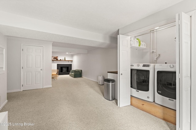 7813 Delightful Way, Louisville, KY 40291 - washroom featuring independent washer and dryer, a fireplace, and carpet