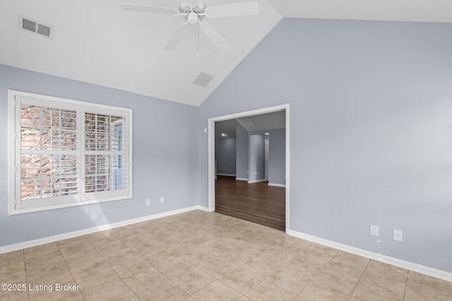 4331 Ivy Crest Cir, Louisville, KY 40241 - tiled spare room with high vaulted ceiling and a ceiling fan