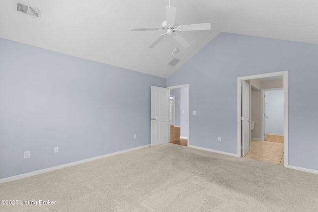4331 Ivy Crest Cir, Louisville, KY 40241 - unfurnished bedroom with carpet, high vaulted ceiling, and a ceiling fan