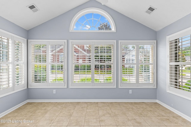 4331 Ivy Crest Cir, Louisville, KY 40241 - unfurnished sunroom with vaulted ceiling and tile patterned flooring