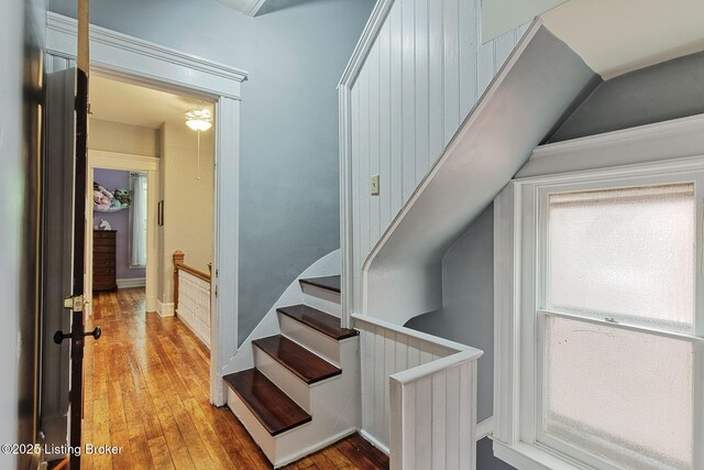 1331 Highland Ave, Louisville, KY 40204 - stairway with hardwood / wood-style floors and plenty of natural light