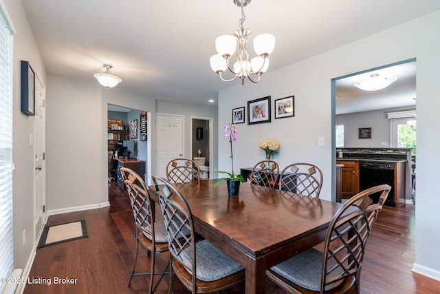 17804 Birch Bend Cir, Fisherville, KY 40023 - dining room featuring dark wood finished floors and a chandelier