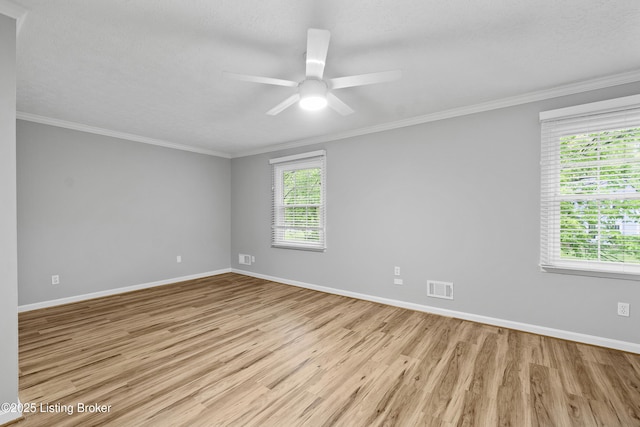 1908 Landing Rd, Prospect, KY 40059 - unfurnished room with light wood-type flooring, healthy amount of natural light, ornamental molding, and ceiling fan