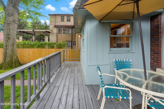 2144 Baringer Ave, Louisville, KY 40204 - wooden terrace with outdoor dining area