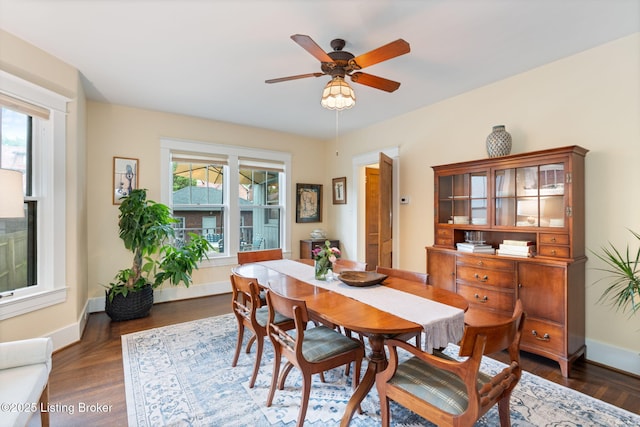 2144 Baringer Ave, Louisville, KY 40204 - dining room featuring a ceiling fan and dark wood finished floors