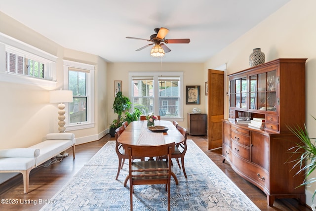 2144 Baringer Ave, Louisville, KY 40204 - dining room featuring a ceiling fan and dark wood-type flooring