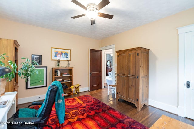 2144 Baringer Ave, Louisville, KY 40204 - home office featuring ceiling fan and dark wood-style flooring