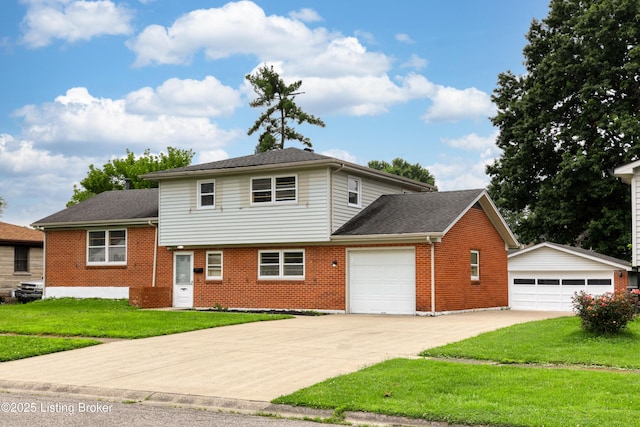 6218 Helenjean Way, Louisville, KY 40272 - tri-level home featuring brick siding, a front lawn, and a garage