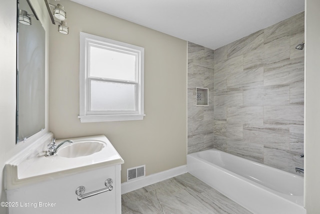 6218 Helenjean Way, Louisville, KY 40272 - bathroom with vanity, marble finish flooring, and washtub / shower combination