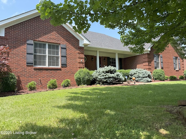 117 Deep Springs Dr, Bardstown, KY 40004 - view of front of property with brick siding, a front lawn, and a shingled roof