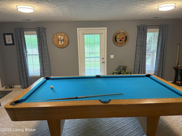 117 Deep Springs Dr, Bardstown, KY 40004 - playroom featuring plenty of natural light, billiards, carpet flooring, and a textured ceiling