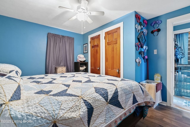 101 Bond St, Lawrenceburg, KY 40342 - bedroom featuring wood finished floors and ceiling fan