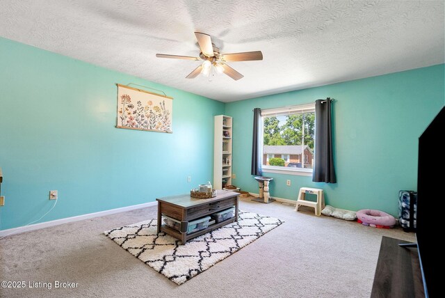 101 Bond St, Lawrenceburg, KY 40342 - carpeted living area with ceiling fan and a textured ceiling