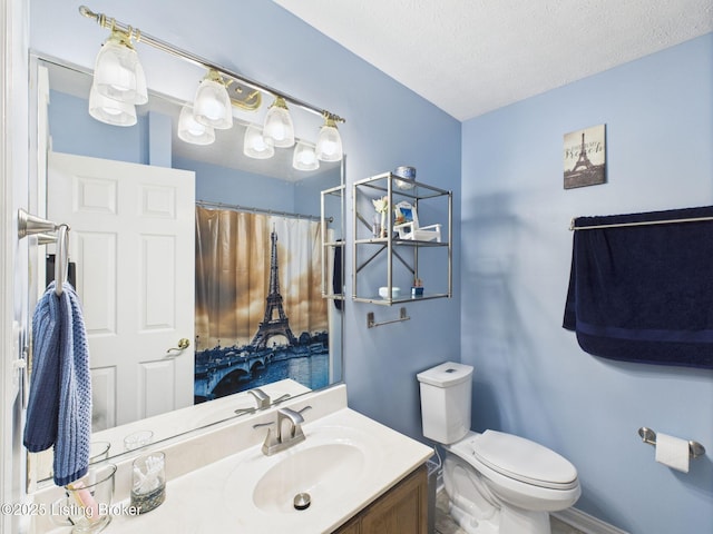 6408 Autumn Oak Way, Louisville, KY 40272 - bathroom with vanity, a textured ceiling, and a shower with curtain